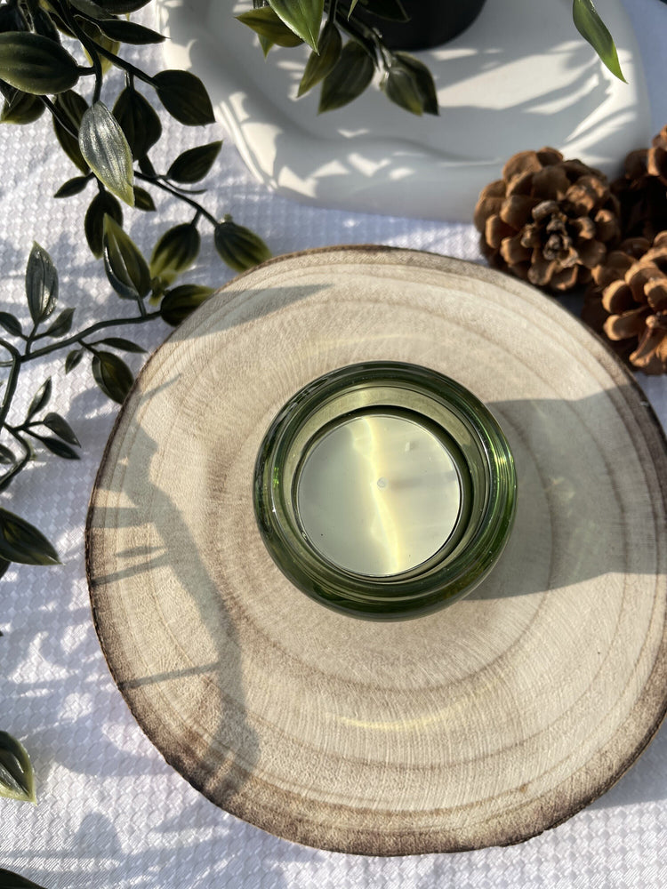Imagen de Porta velas cristal verde.